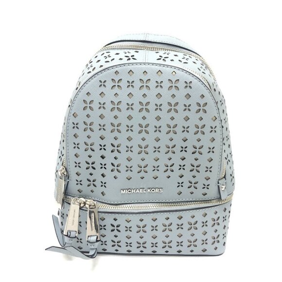 Michael Kors Flower punching Backpack Bag PVC blue/SilverHardware - Picture 2 of 13